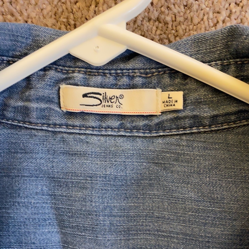 Silver Jeans Co. Chambray Drawstring Denim Button Down Dress - Picture 3 of 4